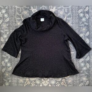 Sunday Black Cowl Neck Sweater with metallic silver
